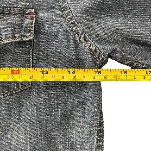 Lands’ End Girl’s Medium Wash Denim Button Front Collared Top Size 8 - Picture 6 of 12